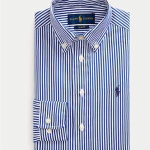 Ralph Lauren Men's Blue and White Striped Shirt